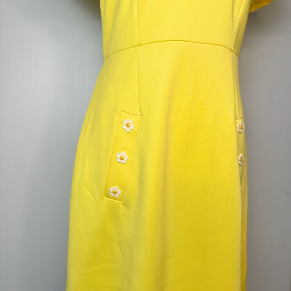Betsey Johnson A-Line Mini Dress Yellow Women’s 4 Daisy 60s Retro Dopamine - Picture 6 of 16